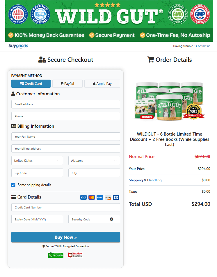 WildGut official website supplements